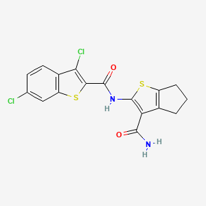 molecular formula C17H12Cl2N2O2S2 B4875404 N-{3-CARBAMOYL-4H,5H,6H-CYCLOPENTA[B]THIOPHEN-2-YL}-3,6-DICHLORO-1-BENZOTHIOPHENE-2-CARBOXAMIDE 
