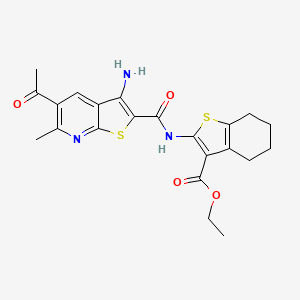 molecular formula C22H23N3O4S2 B4875420 ethyl 2-{[(5-acetyl-3-amino-6-methylthieno[2,3-b]pyridin-2-yl)carbonyl]amino}-4,5,6,7-tetrahydro-1-benzothiophene-3-carboxylate 