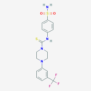 molecular formula C18H19F3N4O2S2 B4875625 N-[4-(aminosulfonyl)phenyl]-4-[3-(trifluoromethyl)phenyl]-1-piperazinecarbothioamide 