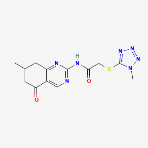 molecular formula C13H15N7O2S B4875781 N-(7-methyl-5-oxo-5,6,7,8-tetrahydroquinazolin-2-yl)-2-[(1-methyl-1H-tetrazol-5-yl)sulfanyl]acetamide 