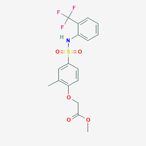 molecular formula C17H16F3NO5S B4875785 Methyl 2-[2-methyl-4-[[2-(trifluoromethyl)phenyl]sulfamoyl]phenoxy]acetate 