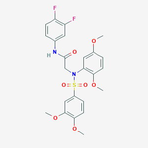 molecular formula C24H24F2N2O7S B4875795 N~1~-(3,4-difluorophenyl)-N~2~-(2,5-dimethoxyphenyl)-N~2~-[(3,4-dimethoxyphenyl)sulfonyl]glycinamide 