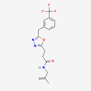 molecular formula C17H18F3N3O2 B4875837 N-(2-methyl-2-propen-1-yl)-3-{5-[3-(trifluoromethyl)benzyl]-1,3,4-oxadiazol-2-yl}propanamide 