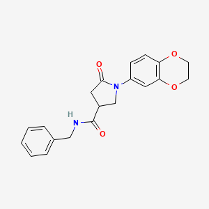 molecular formula C20H20N2O4 B4875841 N-benzyl-1-(2,3-dihydro-1,4-benzodioxin-6-yl)-5-oxopyrrolidine-3-carboxamide 