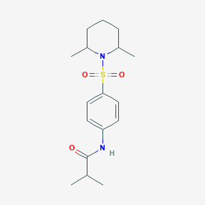 molecular formula C17H26N2O3S B4875854 N-{4-[(2,6-dimethyl-1-piperidinyl)sulfonyl]phenyl}-2-methylpropanamide 