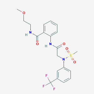 molecular formula C20H22F3N3O5S B4875855 N-(2-methoxyethyl)-2-({N-(methylsulfonyl)-N-[3-(trifluoromethyl)phenyl]glycyl}amino)benzamide 