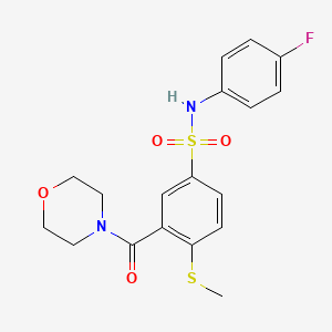 molecular formula C18H19FN2O4S2 B4875870 N-(4-fluorophenyl)-4-(methylthio)-3-(4-morpholinylcarbonyl)benzenesulfonamide 