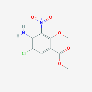 molecular formula C9H9ClN2O5 B048759 Methyl 4-amino-5-chloro-2-methoxy-3-nitrobenzoate CAS No. 457947-61-4