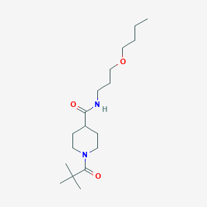 molecular formula C18H34N2O3 B4875901 N-(3-butoxypropyl)-1-(2,2-dimethylpropanoyl)piperidine-4-carboxamide 