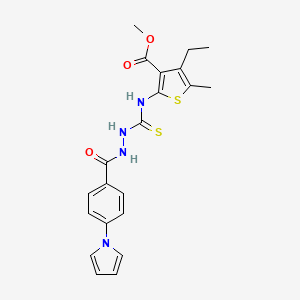 molecular formula C21H22N4O3S2 B4875929 methyl 4-ethyl-5-methyl-2-[({2-[4-(1H-pyrrol-1-yl)benzoyl]hydrazino}carbonothioyl)amino]-3-thiophenecarboxylate 