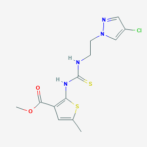 molecular formula C13H15ClN4O2S2 B4875977 methyl 2-[({[2-(4-chloro-1H-pyrazol-1-yl)ethyl]amino}carbonothioyl)amino]-5-methyl-3-thiophenecarboxylate 