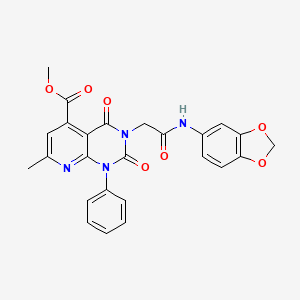 molecular formula C25H20N4O7 B4876078 METHYL 3-{[(2H-1,3-BENZODIOXOL-5-YL)CARBAMOYL]METHYL}-7-METHYL-2,4-DIOXO-1-PHENYL-1H,2H,3H,4H-PYRIDO[2,3-D]PYRIMIDINE-5-CARBOXYLATE 