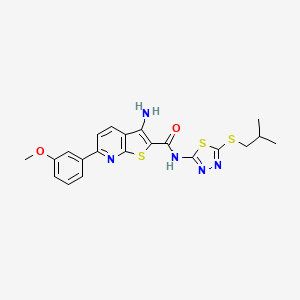 molecular formula C21H21N5O2S3 B4876142 3-amino-6-(3-methoxyphenyl)-N-[5-(2-methylpropylsulfanyl)-1,3,4-thiadiazol-2-yl]thieno[2,3-b]pyridine-2-carboxamide 