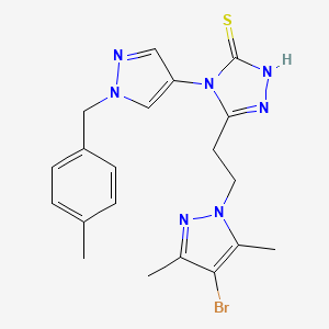 molecular formula C20H22BrN7S B4876293 5-[2-(4-BROMO-3,5-DIMETHYL-1H-PYRAZOL-1-YL)ETHYL]-4-[1-(4-METHYLBENZYL)-1H-PYRAZOL-4-YL]-4H-1,2,4-TRIAZOL-3-YLHYDROSULFIDE 