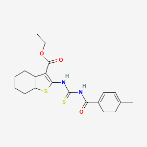 molecular formula C20H22N2O3S2 B4876337 Ethyl 2-({[(4-methylphenyl)carbonyl]carbamothioyl}amino)-4,5,6,7-tetrahydro-1-benzothiophene-3-carboxylate 