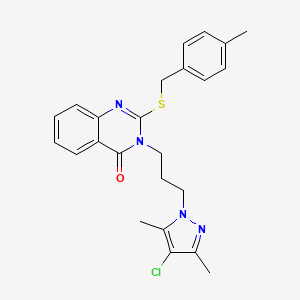 molecular formula C24H25ClN4OS B4876345 3-[3-(4-CHLORO-3,5-DIMETHYL-1H-PYRAZOL-1-YL)PROPYL]-2-[(4-METHYLBENZYL)SULFANYL]-4(3H)-QUINAZOLINONE 