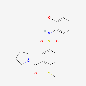 molecular formula C19H22N2O4S2 B4876447 N-(2-methoxyphenyl)-4-(methylthio)-3-(1-pyrrolidinylcarbonyl)benzenesulfonamide 