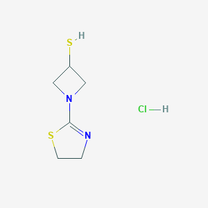 molecular formula C6H11ClN2S2 B048765 1-(4,5-Dihydrothiazol-2-yl)azetidine-3-thiol hydrochloride CAS No. 179337-57-6