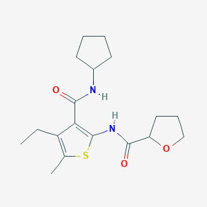 molecular formula C18H26N2O3S B4876525 N-[3-(cyclopentylcarbamoyl)-4-ethyl-5-methylthiophen-2-yl]oxolane-2-carboxamide 
