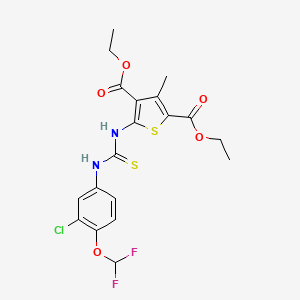 molecular formula C19H19ClF2N2O5S2 B4876609 diethyl 5-[({[3-chloro-4-(difluoromethoxy)phenyl]amino}carbonothioyl)amino]-3-methyl-2,4-thiophenedicarboxylate 
