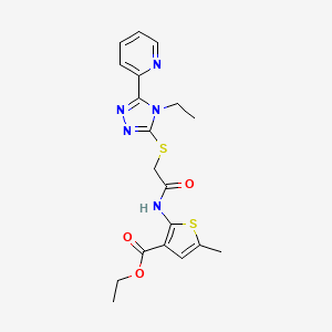 molecular formula C19H21N5O3S2 B4876753 ethyl 2-[({[4-ethyl-5-(2-pyridinyl)-4H-1,2,4-triazol-3-yl]thio}acetyl)amino]-5-methyl-3-thiophenecarboxylate 