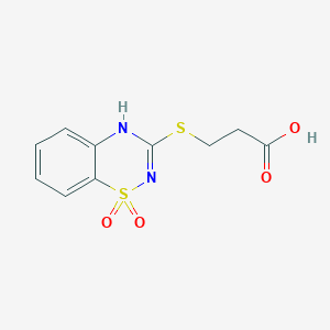 molecular formula C10H10N2O4S2 B048768 3-[(2-Carboxyethyl)thio]-4H-1,2,4-benzothiadiazine 1,1-dioxide CAS No. 124802-88-6