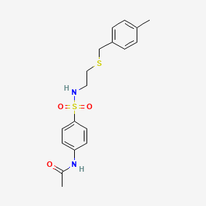 molecular formula C18H22N2O3S2 B4876854 N-{4-[({2-[(4-methylbenzyl)thio]ethyl}amino)sulfonyl]phenyl}acetamide 