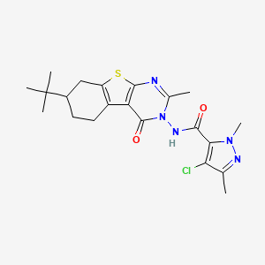 molecular formula C21H26ClN5O2S B4876911 N-[7-(TERT-BUTYL)-2-METHYL-4-OXO-5,6,7,8-TETRAHYDRO[1]BENZOTHIENO[2,3-D]PYRIMIDIN-3(4H)-YL]-4-CHLORO-1,3-DIMETHYL-1H-PYRAZOLE-5-CARBOXAMIDE 