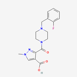 molecular formula C17H19FN4O3 B4877263 3-{[4-(2-FLUOROBENZYL)PIPERAZINO]CARBONYL}-1-METHYL-1H-PYRAZOLE-4-CARBOXYLIC ACID 