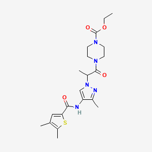 molecular formula C21H29N5O4S B4877366 ETHYL 4-[2-(4-{[(4,5-DIMETHYL-2-THIENYL)CARBONYL]AMINO}-3-METHYL-1H-PYRAZOL-1-YL)PROPANOYL]TETRAHYDRO-1(2H)-PYRAZINECARBOXYLATE 