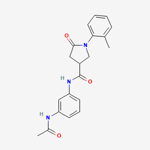 molecular formula C20H21N3O3 B4877653 N-[3-(acetylamino)phenyl]-1-(2-methylphenyl)-5-oxopyrrolidine-3-carboxamide 