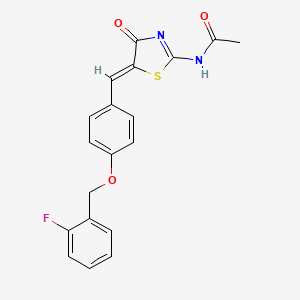molecular formula C19H15FN2O3S B4877733 N-[(5Z)-5-{4-[(2-fluorobenzyl)oxy]benzylidene}-4-oxo-4,5-dihydro-1,3-thiazol-2-yl]acetamide 
