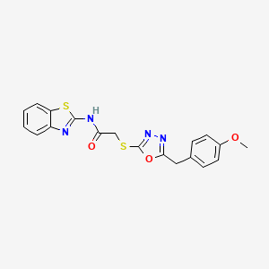 molecular formula C19H16N4O3S2 B4877905 N-(1,3-benzothiazol-2-yl)-2-{[5-(4-methoxybenzyl)-1,3,4-oxadiazol-2-yl]sulfanyl}acetamide 