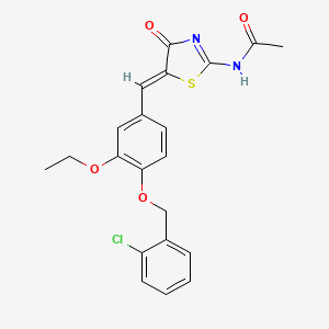 molecular formula C21H19ClN2O4S B4877906 N-[(5Z)-5-{4-[(2-chlorobenzyl)oxy]-3-ethoxybenzylidene}-4-oxo-4,5-dihydro-1,3-thiazol-2-yl]acetamide 