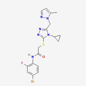 molecular formula C18H18BrFN6OS B4878166 N~1~-(4-BROMO-2-FLUOROPHENYL)-2-({4-CYCLOPROPYL-5-[(5-METHYL-1H-PYRAZOL-1-YL)METHYL]-4H-1,2,4-TRIAZOL-3-YL}SULFANYL)ACETAMIDE 