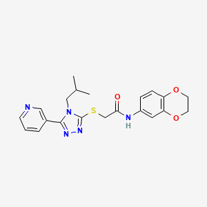 molecular formula C21H23N5O3S B4878416 N-(2,3-dihydro-1,4-benzodioxin-6-yl)-2-{[4-(2-methylpropyl)-5-(pyridin-3-yl)-4H-1,2,4-triazol-3-yl]sulfanyl}acetamide 