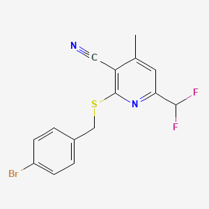 molecular formula C15H11BrF2N2S B4878436 2-[(4-BROMOBENZYL)SULFANYL]-6-(DIFLUOROMETHYL)-4-METHYL-3-PYRIDYL CYANIDE 
