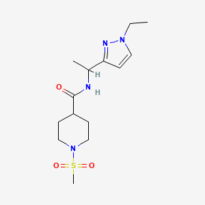 molecular formula C14H24N4O3S B4878702 N~4~-[1-(1-ETHYL-1H-PYRAZOL-3-YL)ETHYL]-1-(METHYLSULFONYL)-4-PIPERIDINECARBOXAMIDE 