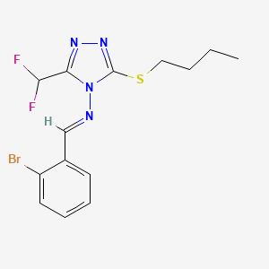 molecular formula C14H15BrF2N4S B4878820 N-[(E)-1-(2-BROMOPHENYL)METHYLIDENE]-N-[3-(BUTYLSULFANYL)-5-(DIFLUOROMETHYL)-4H-1,2,4-TRIAZOL-4-YL]AMINE 
