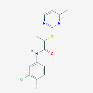 molecular formula C14H13ClFN3OS B4878889 N-(3-chloro-4-fluorophenyl)-2-[(4-methylpyrimidin-2-yl)sulfanyl]propanamide 