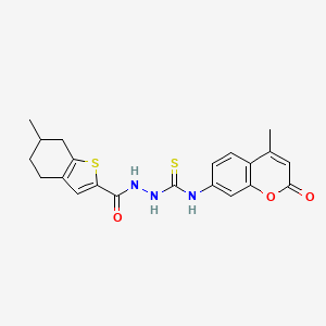 molecular formula C21H21N3O3S2 B4879056 N-(4-methyl-2-oxo-2H-chromen-7-yl)-2-[(6-methyl-4,5,6,7-tetrahydro-1-benzothiophen-2-yl)carbonyl]hydrazinecarbothioamide 