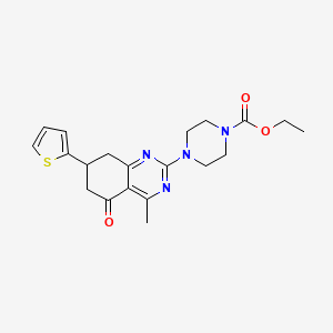 molecular formula C20H24N4O3S B4879103 Ethyl 4-[4-methyl-5-oxo-7-(thiophen-2-yl)-5,6,7,8-tetrahydroquinazolin-2-yl]piperazine-1-carboxylate 