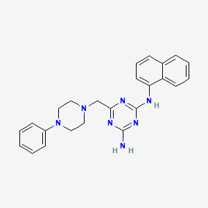 molecular formula C24H25N7 B4879426 N2-(NAPHTHALEN-1-YL)-6-[(4-PHENYLPIPERAZIN-1-YL)METHYL]-1,3,5-TRIAZINE-2,4-DIAMINE 