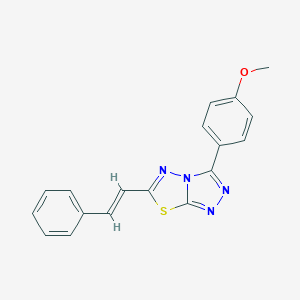 molecular formula C18H14N4OS B487956 methyl 4-[6-(2-phenylvinyl)[1,2,4]triazolo[3,4-b][1,3,4]thiadiazol-3-yl]phenyl ether CAS No. 895334-15-3