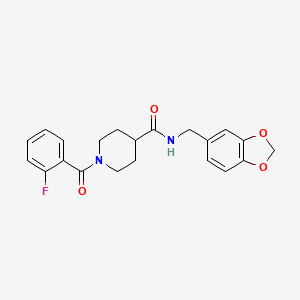 molecular formula C21H21FN2O4 B4879641 N-[(2H-1,3-BENZODIOXOL-5-YL)METHYL]-1-(2-FLUOROBENZOYL)PIPERIDINE-4-CARBOXAMIDE 