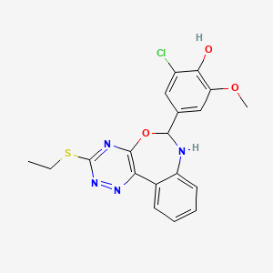 molecular formula C19H17ClN4O3S B4879818 2-Chloro-4-[3-(ethylsulfanyl)-6,7-dihydro[1,2,4]triazino[5,6-d][3,1]benzoxazepin-6-yl]-6-methoxyphenol 