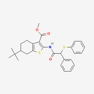 molecular formula C28H31NO3S2 B4880459 METHYL 6-(TERT-BUTYL)-2-{[2-PHENYL-2-(PHENYLSULFANYL)ACETYL]AMINO}-4,5,6,7-TETRAHYDRO-1-BENZOTHIOPHENE-3-CARBOXYLATE 