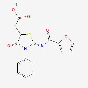 molecular formula C16H12N2O5S B4880470 2-[2-(Furan-2-carbonylimino)-4-oxo-3-phenyl-1,3-thiazolidin-5-yl]acetic acid 