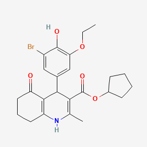 molecular formula C24H28BrNO5 B4880602 Cyclopentyl 4-(3-bromo-5-ethoxy-4-hydroxyphenyl)-2-methyl-5-oxo-1,4,5,6,7,8-hexahydroquinoline-3-carboxylate CAS No. 5790-56-7