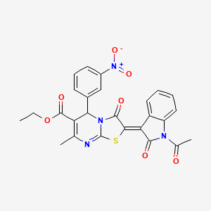 molecular formula C26H20N4O7S B4880734 ethyl (2Z)-2-(1-acetyl-2-oxo-1,2-dihydro-3H-indol-3-ylidene)-7-methyl-5-(3-nitrophenyl)-3-oxo-2,3-dihydro-5H-[1,3]thiazolo[3,2-a]pyrimidine-6-carboxylate 